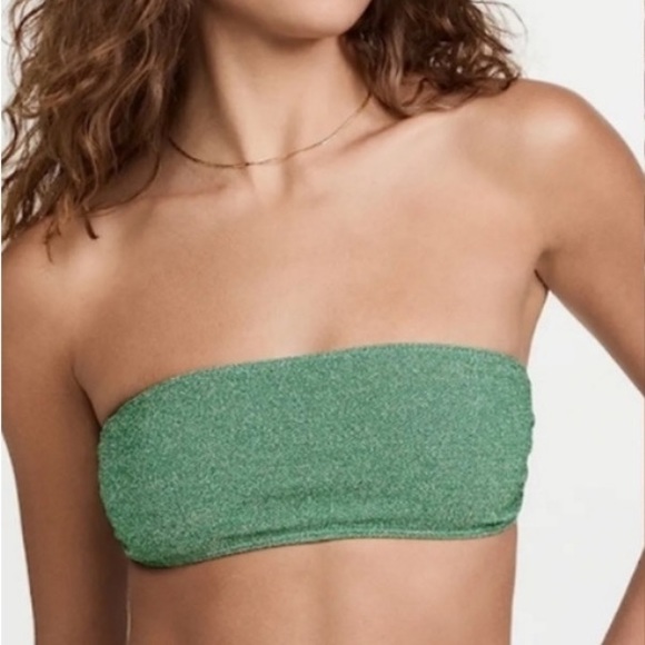 Beach Riot Kelsey Strapless Bikini Top Shimmer Green Emerald revolve bikini - Picture 3 of 10